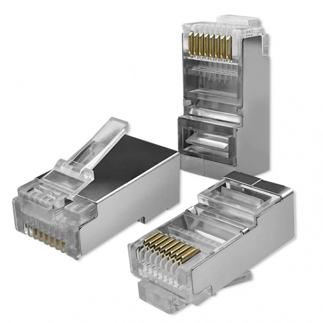 Prehodni RJ45 konektor CAT6 FTP s pozlačenimi kontakti, 100 kos