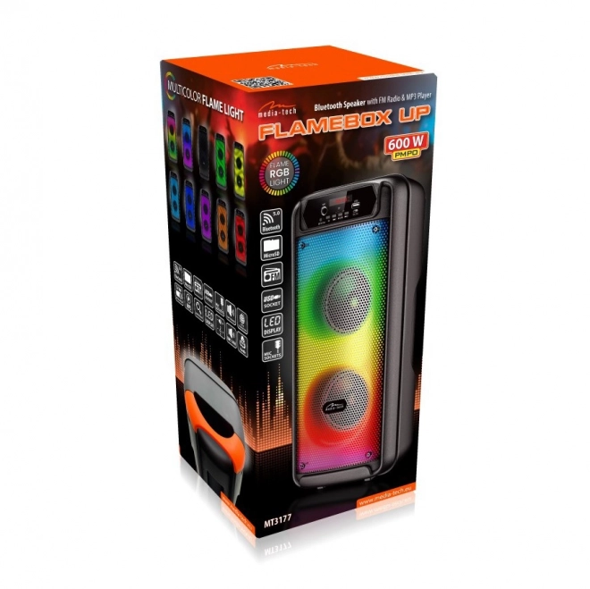 Zvočnik FLAMEBOX UP MT3177 Bluetooth 5.0/FM/MP3/MicroSD/USB/RGB/RMS 14W/PMPO 600W
