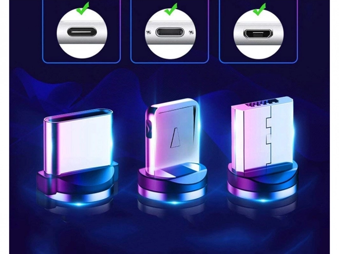 Magnetni polnilni kabel 3v1 micro USB, tip-c in lightning, 1m