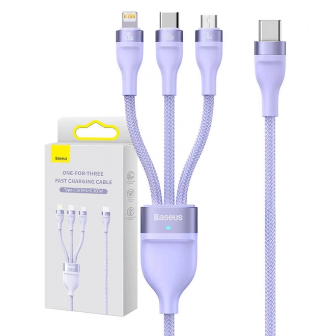 Večfunkcijski polnilni kabel Baseus z USB-C, Micro USB in Lightning priključki, 100W, 1,5 m