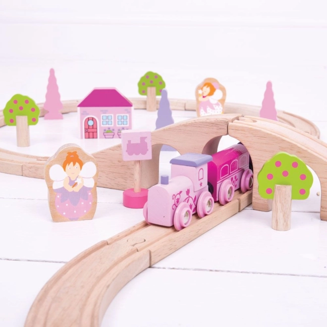 Bigjigs Rail Lesena vlakovna proga za princese 35 delov