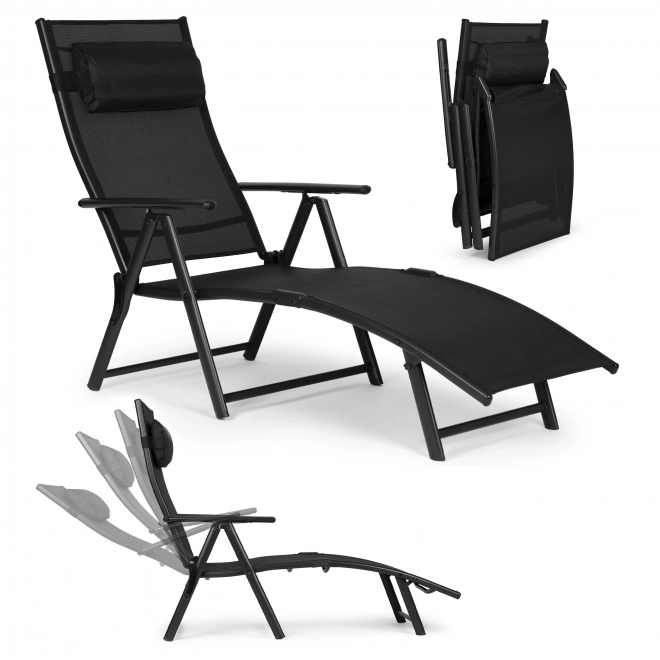 Vrtni ležalnik za plažo, zložljiv, nastavljivo naslonjalo, jeklena konstrukcija. ModernHome