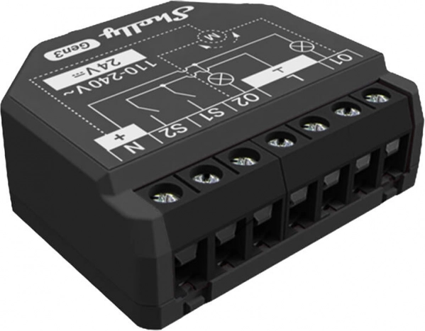 Dvokanalni krmilnik Shelly 2PM Gen3 z merjenjem energije, Wi‑Fi/Bluetooth