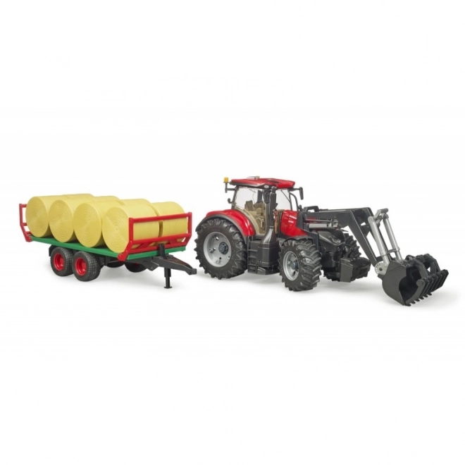 Bruder Traktor Case IH Optum 300 CVX s čelnim nakladalcem in prevoznikom za bale