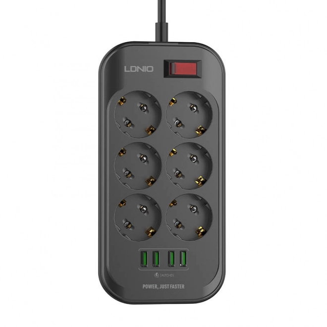 Napajalni trak s 6 vtičnicami, 4x USB, LDNIO SE6403, 2m (črna)