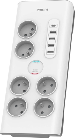 Prenapetostna zaščita s 6 francoskimi vtičnicami, USB 35 W, kabel 2 m