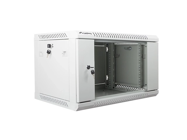 Stenska Omara 19'' 6U 600x450 mm Siva s Steklenimi Vrati