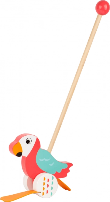 Small foot potiskani papagaj Lori – leseni potiskač za prve korake