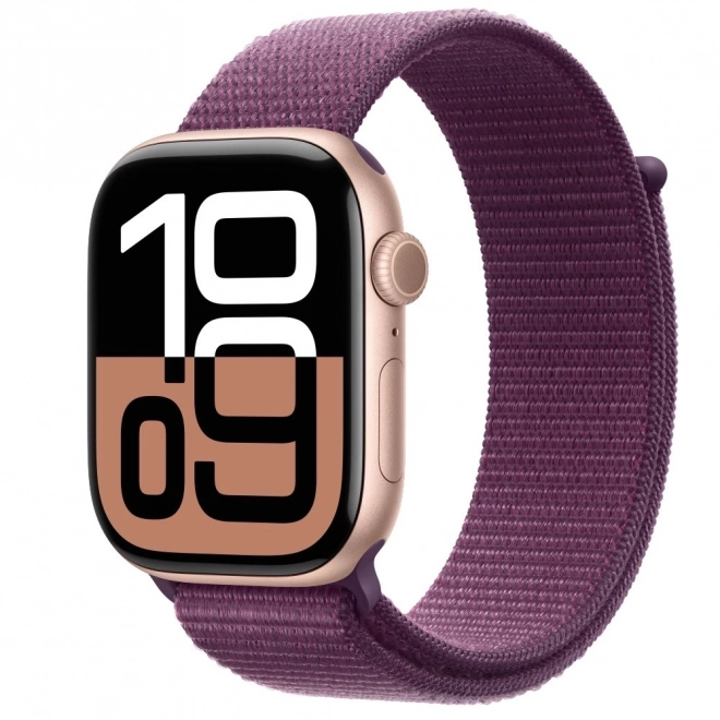 Apple Watch Series 10 GPS 46 mm rožnato zlato, športni pašček v barvi slive