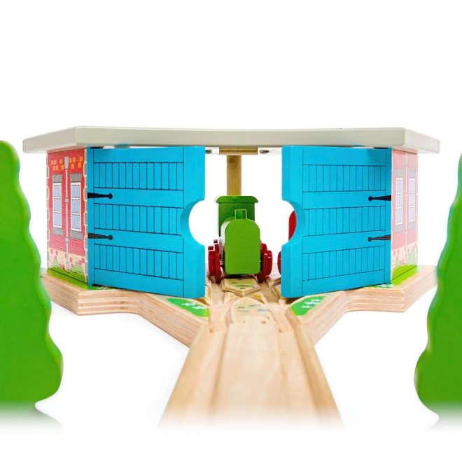 Bigjigs Rail Trojno depo z vrati
