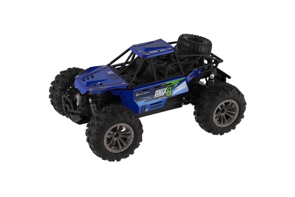 Auto RC buggy terenski modri 22cm plast 2,4GHz na baterije + polnilni paket v škatli 32x16x18cm