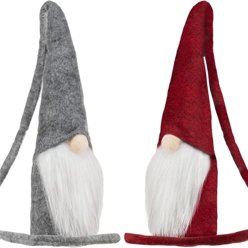 Sivi in rdeči stoječi škratek 29 cm - 2 kosa