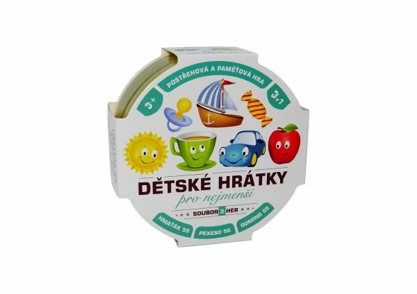 Otroške igre za najmlajše 3v1 družabna igra v pločevinasti škatlici