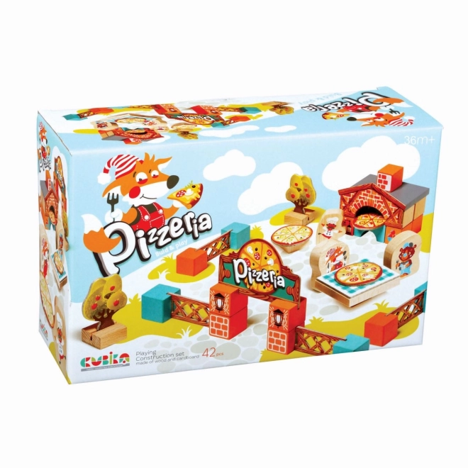 CUBIKA 14835 Picerija - lesena gradbena igrača s kartonskimi dodatki