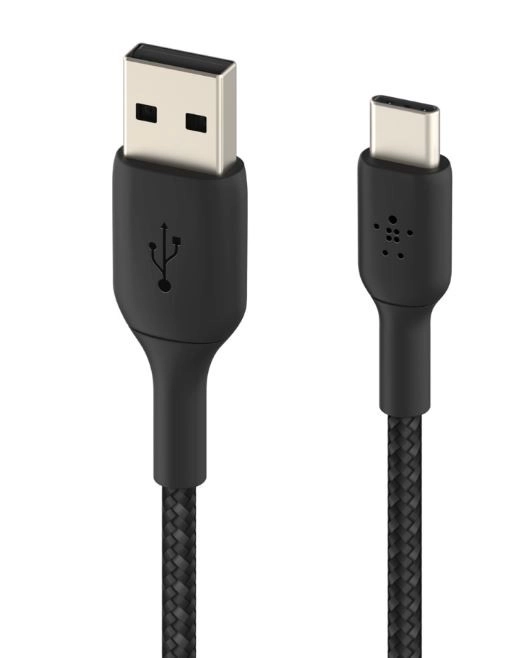 Pleten kabel USB-C na USB-A 2m črn