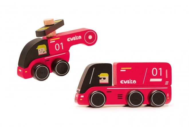 CUBIKA 15559 Gasilsko - lesena igrača z helikopterjem