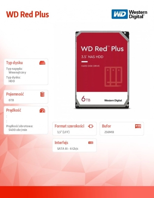 WD Red Plus 6TB Trdi disk 3,5"