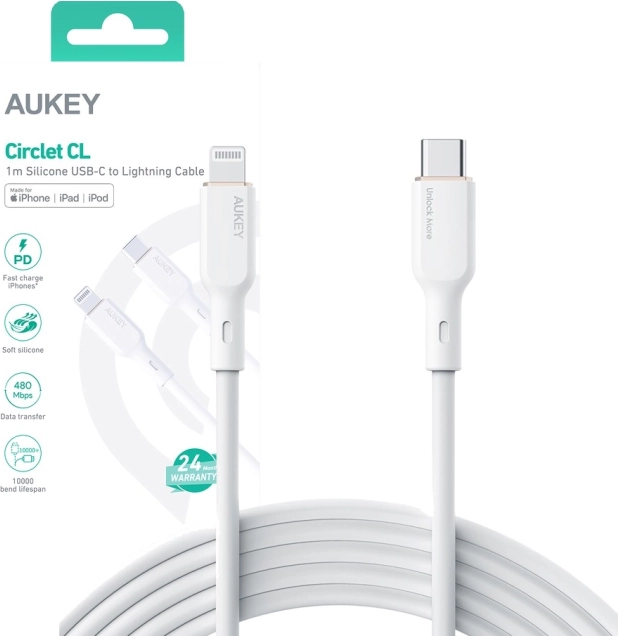 CB-SCL2 Bel silikonski kabel Lightning–USB‑C | USB Power Delivery USB‑PD | 1,8 m | 27 W | 3 A | MFi Apple