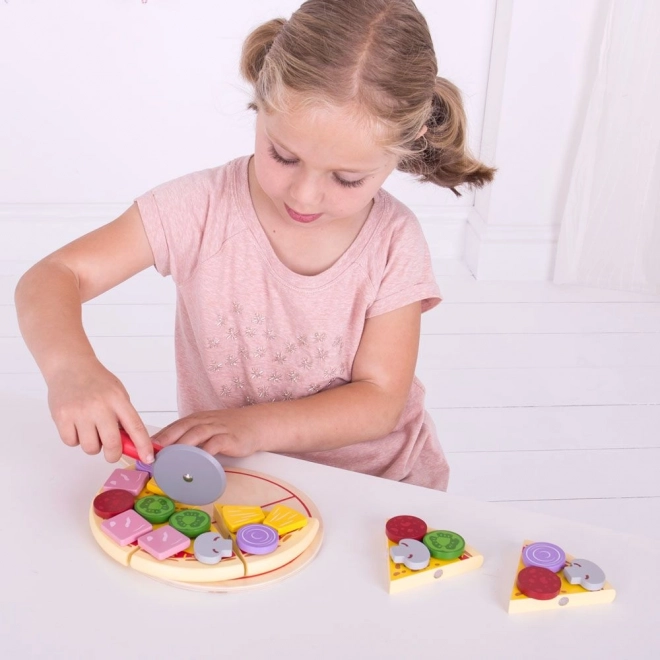 Bigjigs Toys Lesena pizza za rezanje