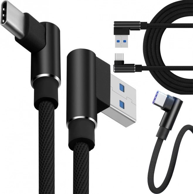 Kotnični USB-C kabel 1 m – hitro polnjenje, opleten, USB-A na USB-C