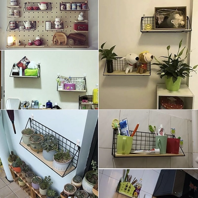 Stenska polica LOFT stil 29,5 cm- črna