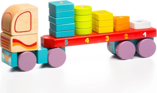 Lesena sestavljanka CUBIKA Tovornjak z geometrijskimi oblikami