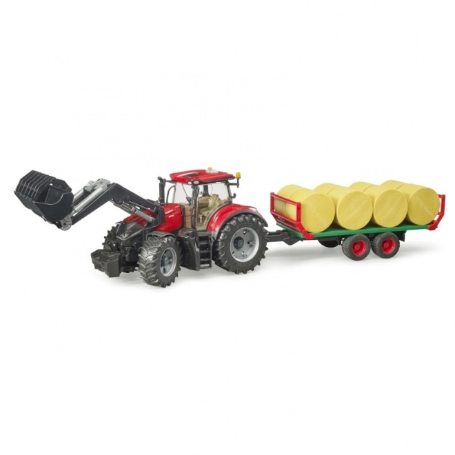 Bruder Traktor Case IH Optum 300 CVX s čelnim nakladalcem in prevoznikom za bale