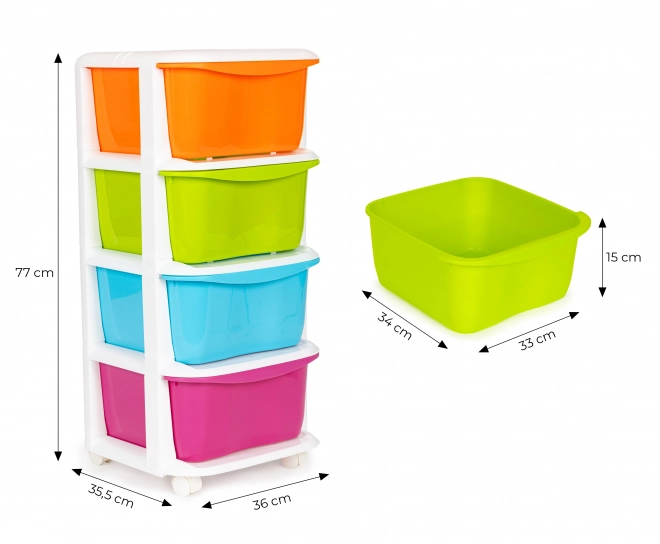 Uporaben organizator s 4 izvlečnimi plastičnimi predali