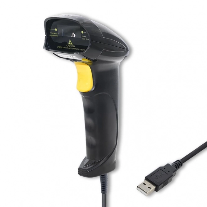 Laserski čitalnik črtnih kod 1D USB črni