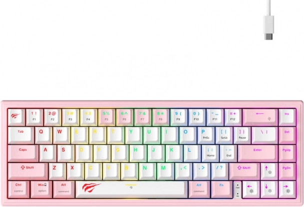 Mehanska gaming tipkovnica RGB rožnato-bela