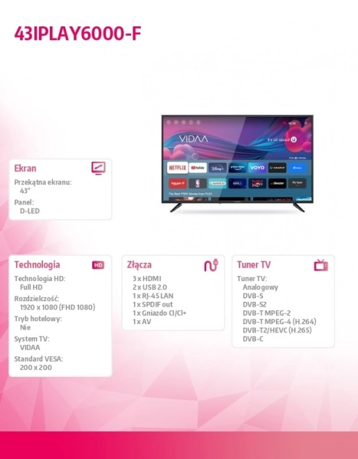 Televizor LED 43'' IPLAY