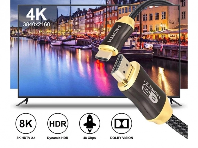 Hdmi kabel ultra hitrost 8k 60hz 4k 120hz zlato 3m