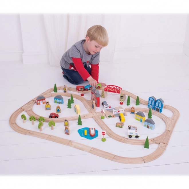 Bigjigs Rail Leseni vlak središče mesto in vas 101 delov