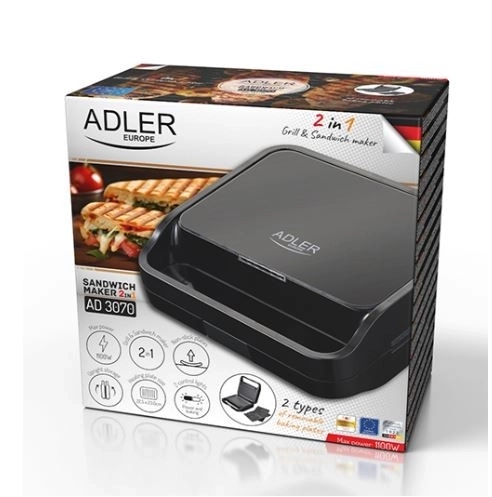 Adler Europe večnamenski toaster 2v1 črn