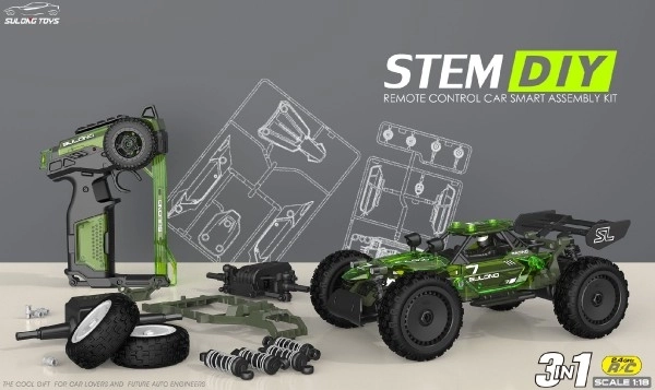 Avto RC buggy plast 22 cm komplet 24MHz na baterije zelene v škatli 34x25x7cm