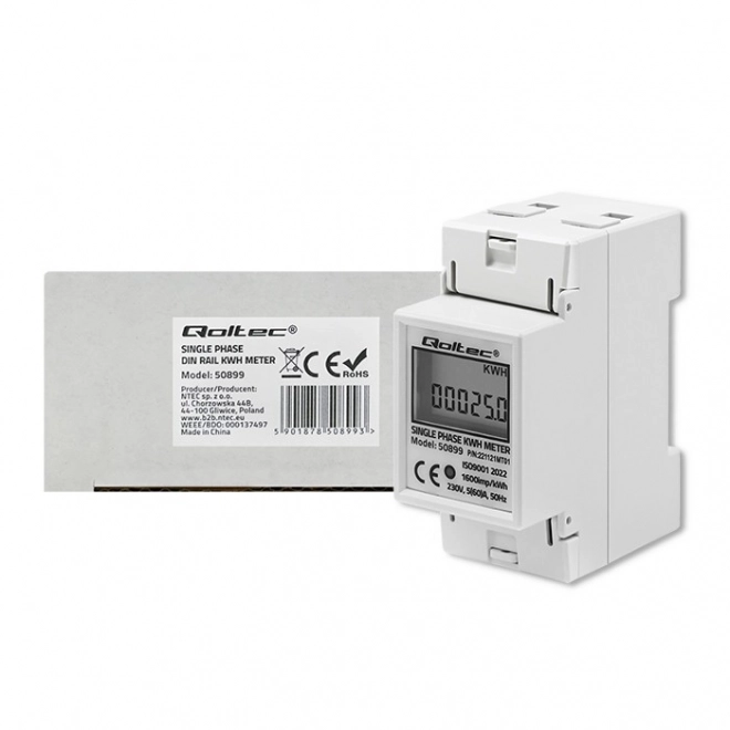 Enofazni elektronski števec električne energije | DIN letev | 230V | LCD | 2P