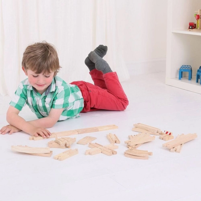 Bigjigs Rail Lesene železniške proge set 25 delov