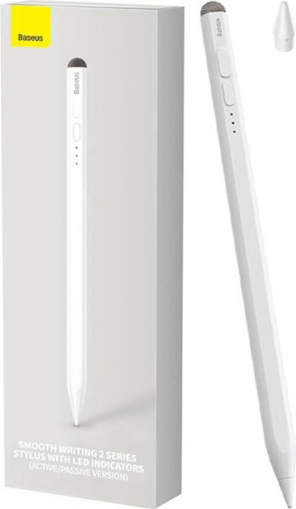 Stylus Baseus za tablice z LED-indikatorji, bel