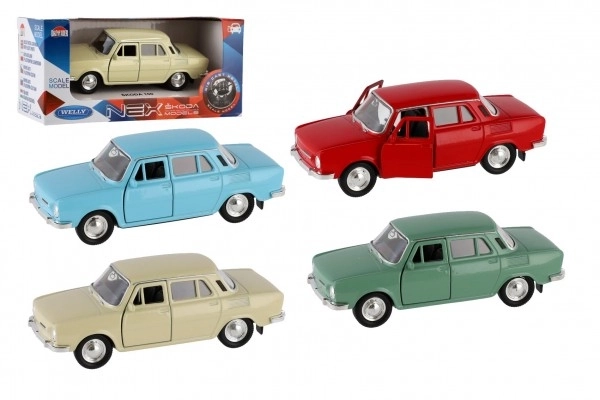 Auto Welly Škoda 100 kov/plast 11cm 1:34 na prosti tek možnost 4 barv 15x7x7cm