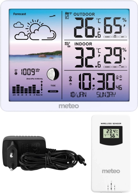 vremenska postaja z brezžičnim senzorjem METEO SP107, bela