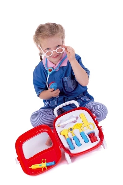 Doktorski set s stetoskopom v kovčku na kolesih