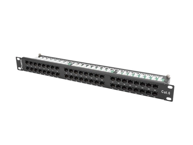 48-portni patch panel 1U kat.6 črna