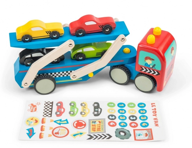 Leseni tovornjak z avtomobilčki Le Toy Van