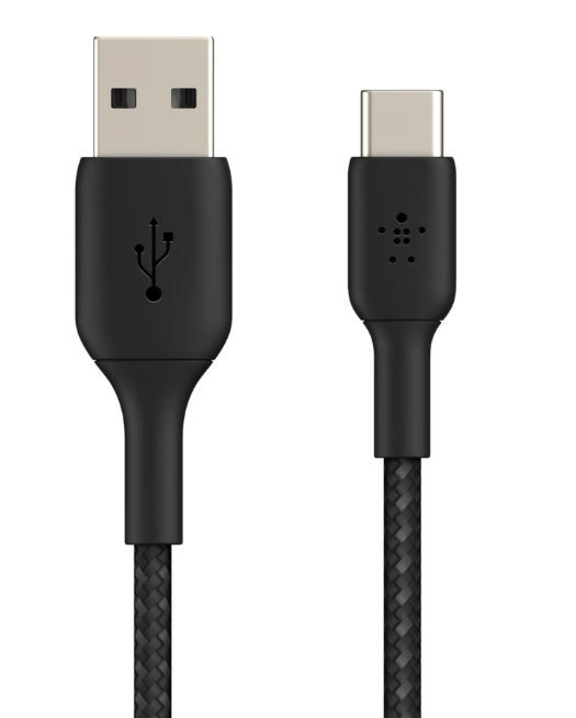 Pleten kabel USB-C na USB-A 2m črn