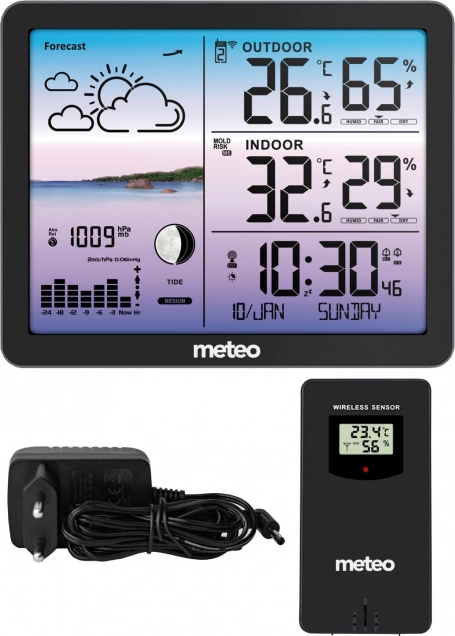 Meteo postaja z brezžičnim senzorjem METEO SP107, črna