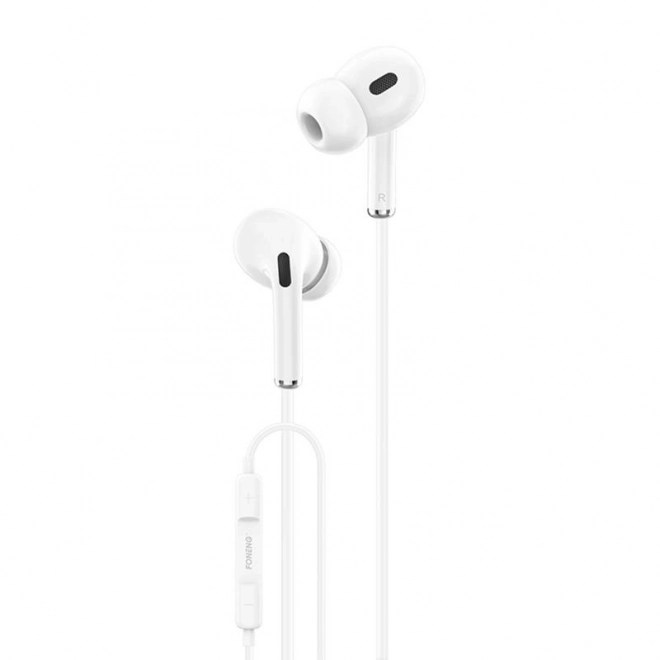 Slušalke za ušesa, žične Foneng T33, mini jack 3,5 mm, mikrofon (bela)