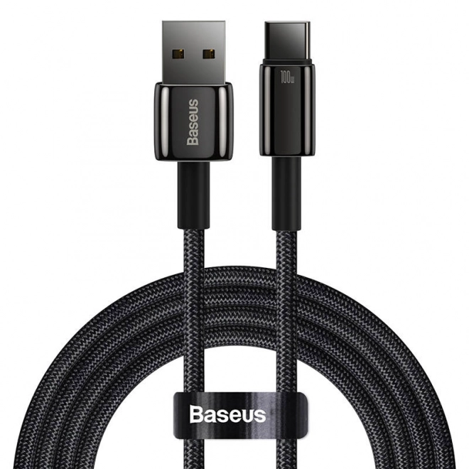 Kabel Baseus Tungsten Gold USB na USB-C, 100 W, 2 m črna