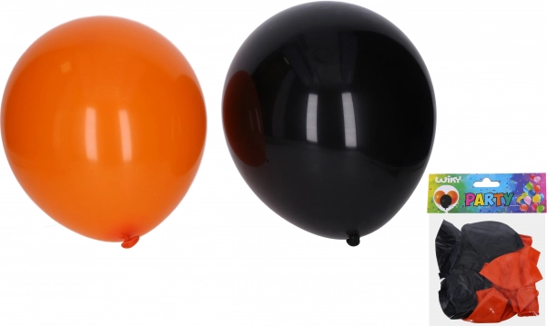Baloni za noč čarovnic 30 cm – komplet 10 kosov, črni in oranžni