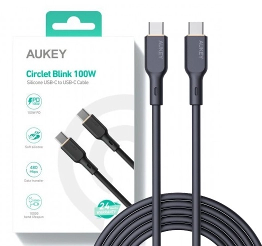 Silikonski kabel USB-C na USB-C 1,8 m 100W AUKEY