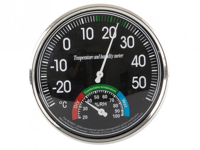 Sobni analogni higrometer in termometer črn